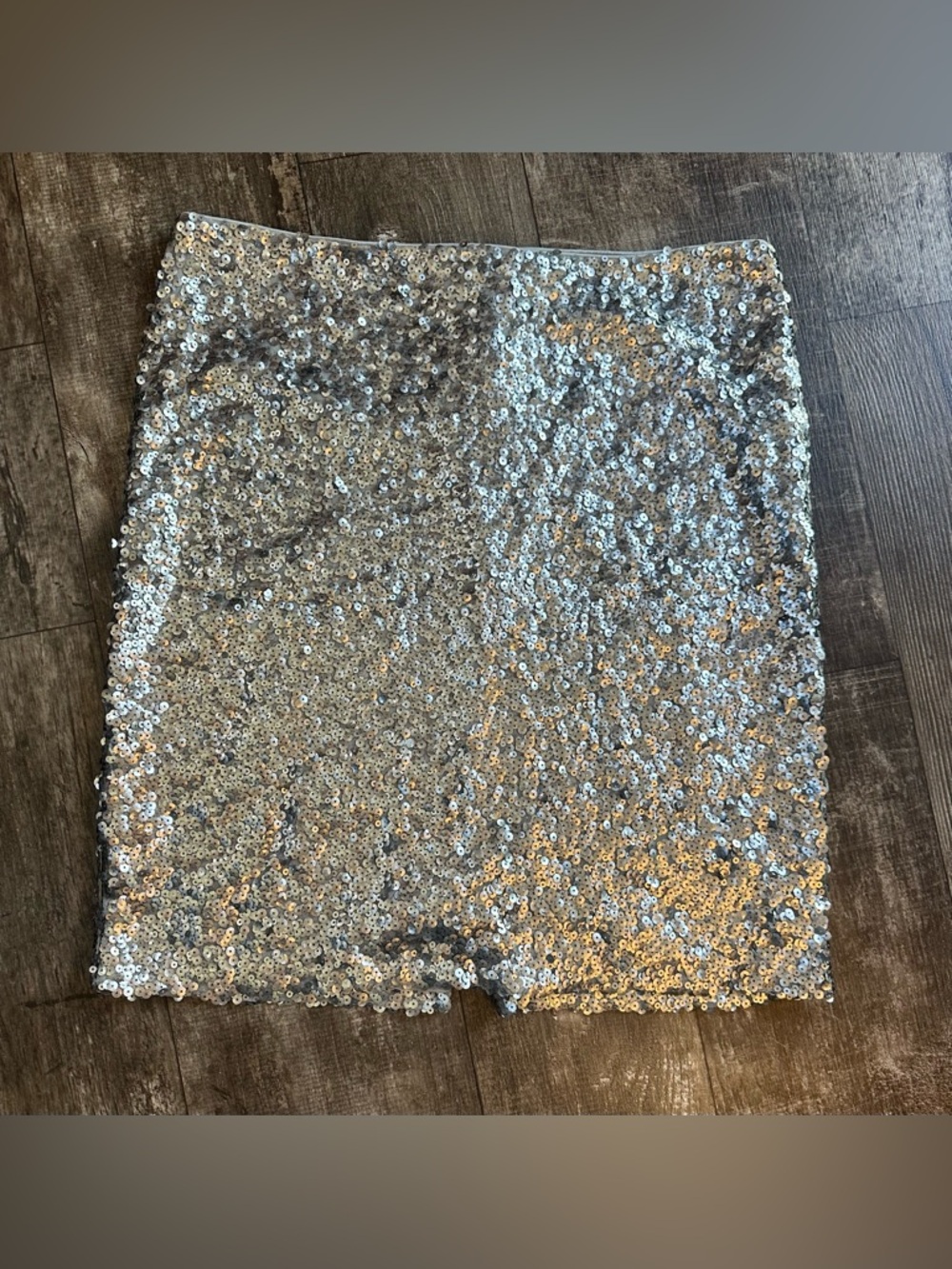Calvin Klein Vintage Silver Sequin Skirt Size Large